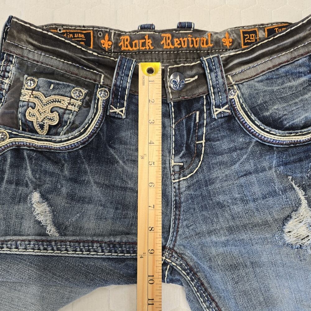 Rock Revival TYME Mens Jeans Straight Leg Size 29 Distressed Thick Stitch MMA - Picture 10 of 12